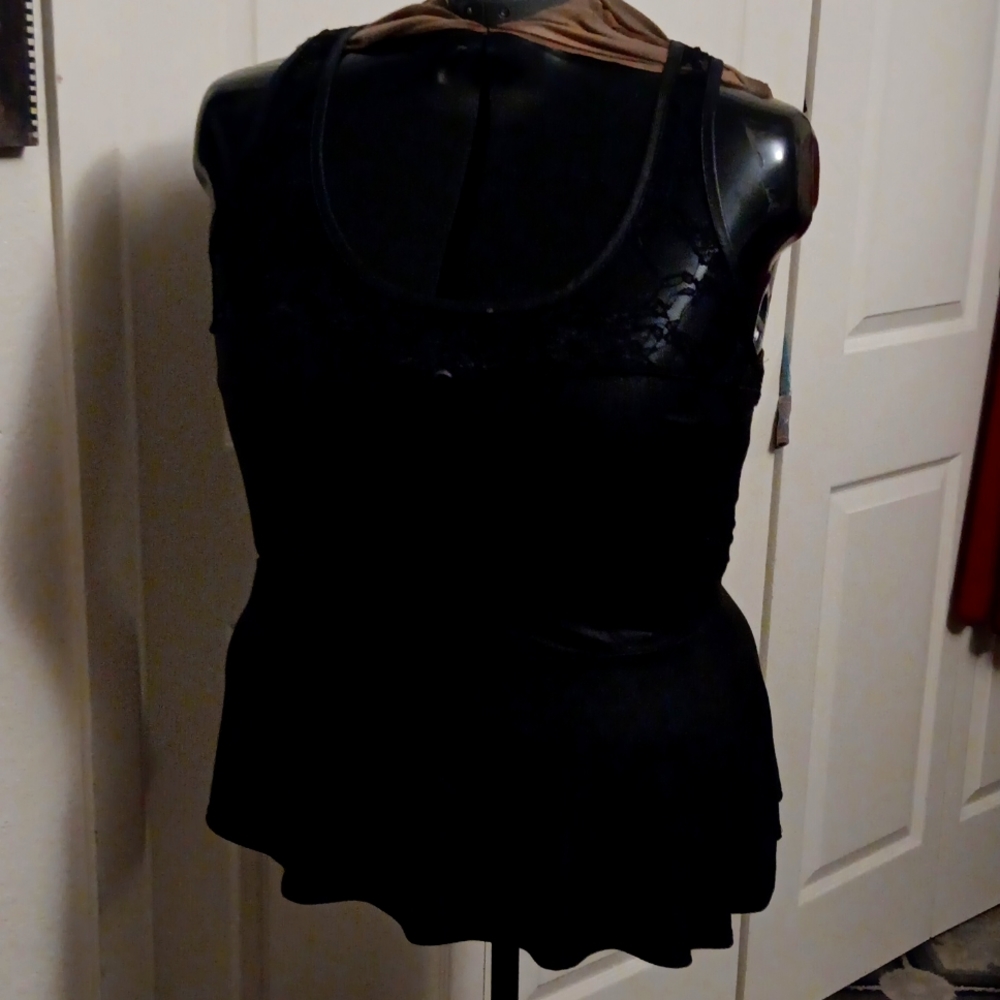 Drama Gold black faux suede and lace top size 3X